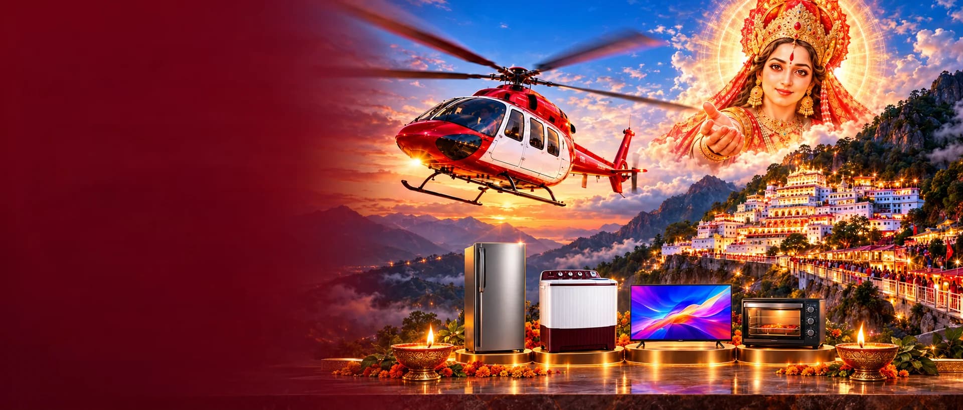 माँ वैष्णो देवी helicopter यात्रा और Diwali gifts का campaign artwork